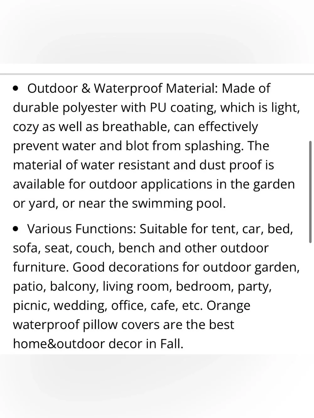 Outdoor Pillow Covers Square 24x24” ORANGE